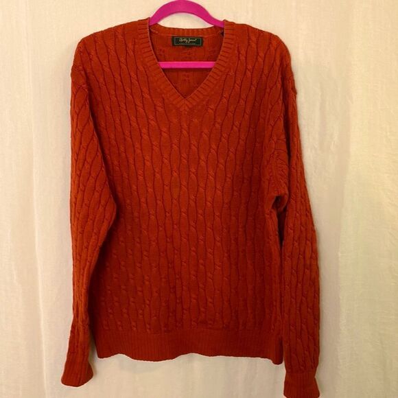 Golf Sweater Bobby Jones Rust Cable Knit Size Medium - Picture 1 of 6
